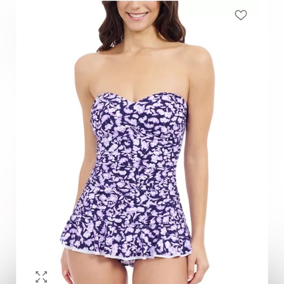 Profile by Gottex Printed Bandeau Swimdress Size 16 Navy - Picture 10 of 11